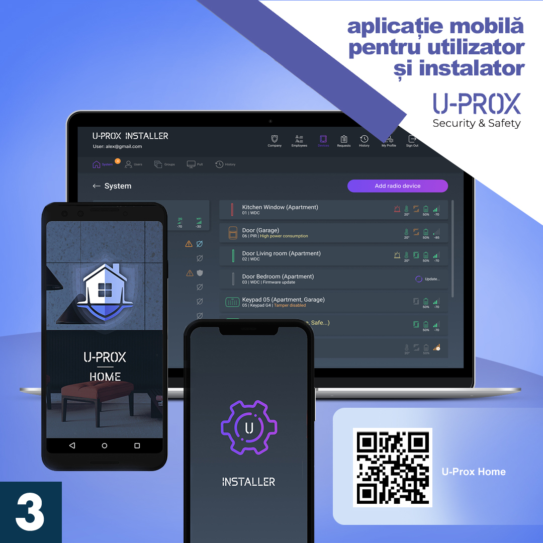 U-Prox MP WiFi center : centrală wireless de securitate, 30 partitii, 200 dispozitive