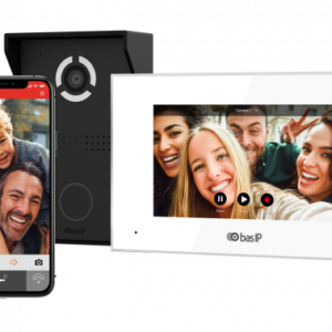 KIT Videointerfon IP - post exterior (negru), audio full duplex, IP64 + post interior (alb) display 7" TFT